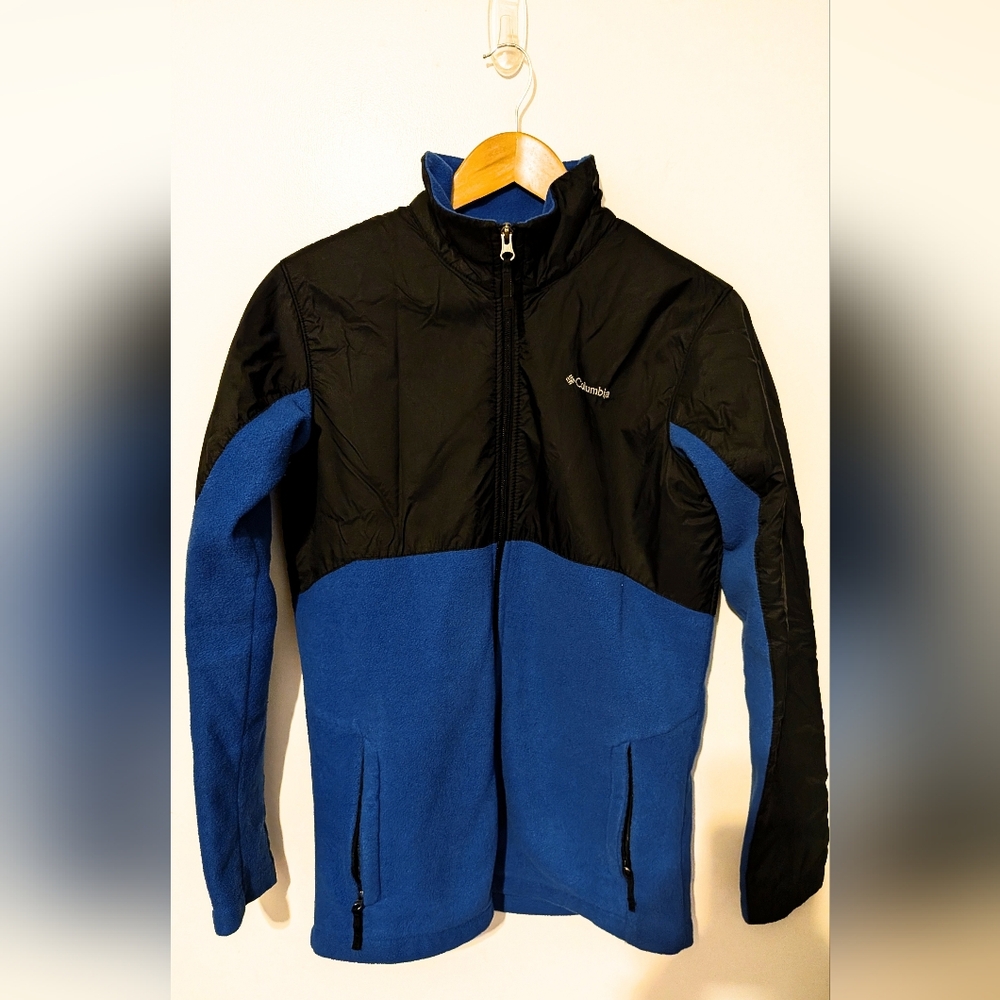 Columbia Boys Black Blue Performance Fleece Jacket Full Zip XL 18-20 Colorblock